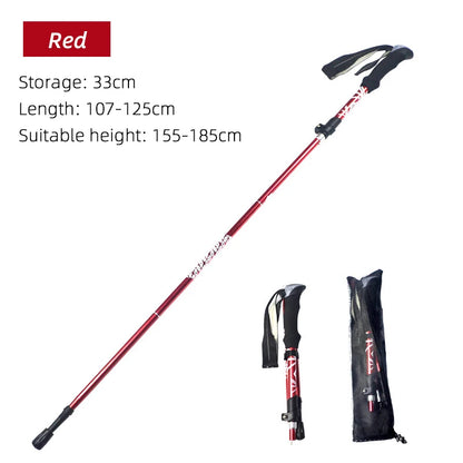 Outdoor Foldable Trekking Pole for Seniors - Portable Hiking Stick, Telescopic Design, Easy to Pack for Camping Adventures