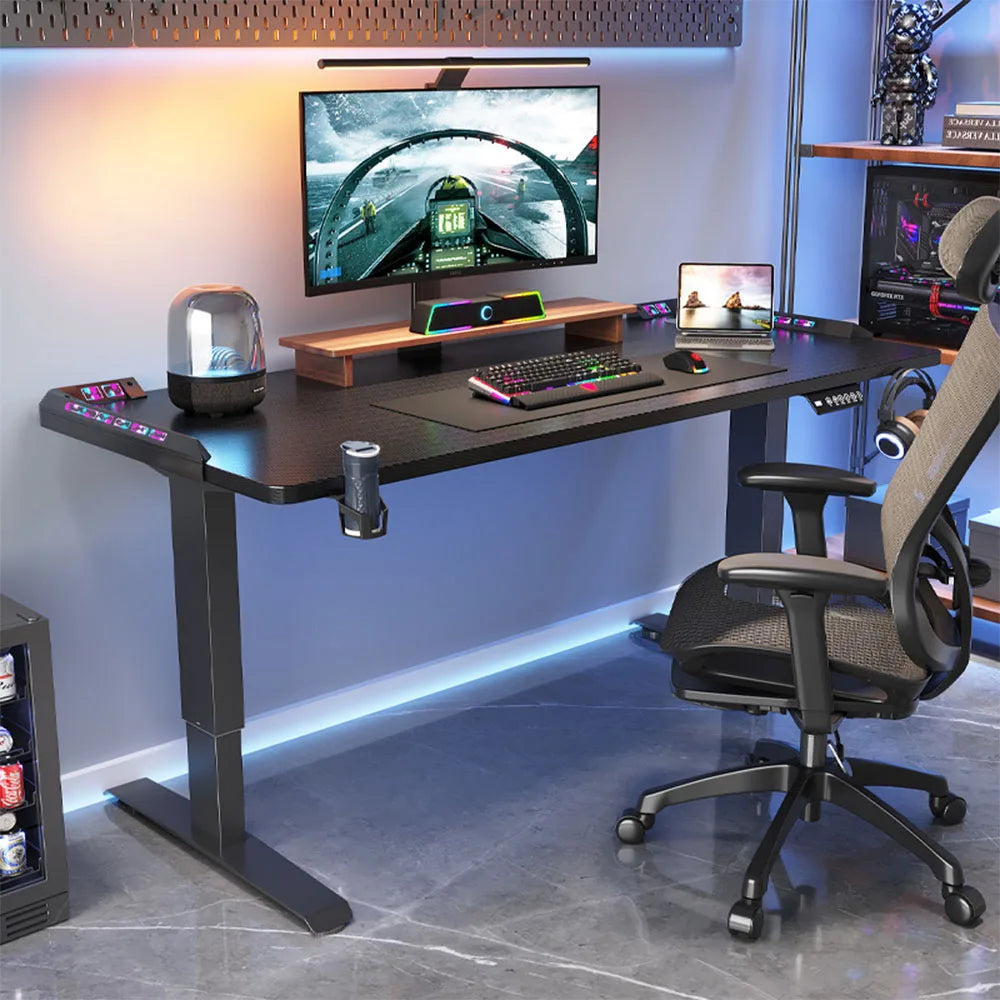 Height Adjustable Electric Sit-Stand Desk - Modern Motorized Gaming & Home Office Table for Ultimate Comfort