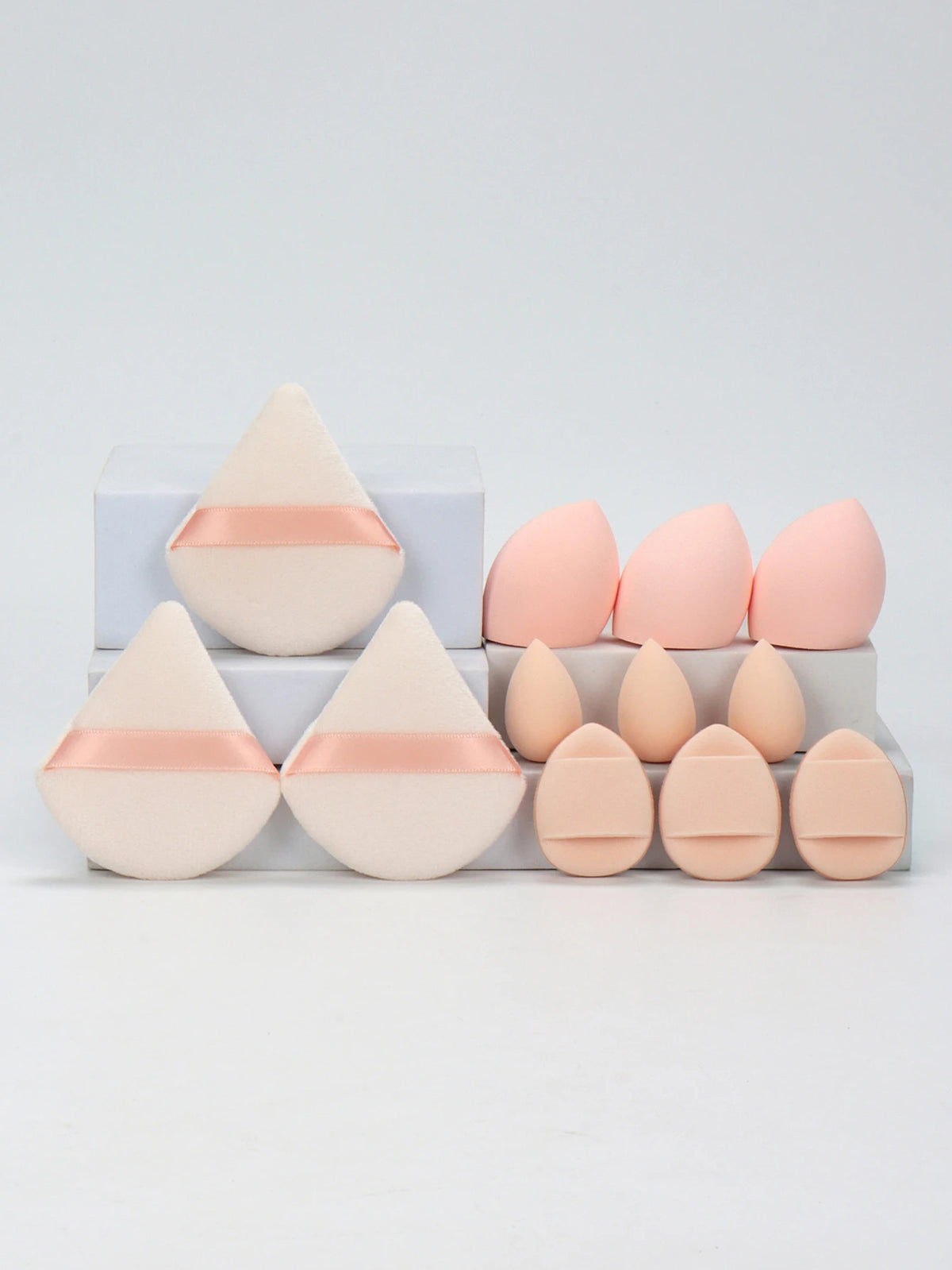 12-Piece Versatile Makeup Sponge Set for Flawless Application: 3 Loose Powder Puffs, 3 Mini Air Cushion Puffs, 3 Beauty Eggs