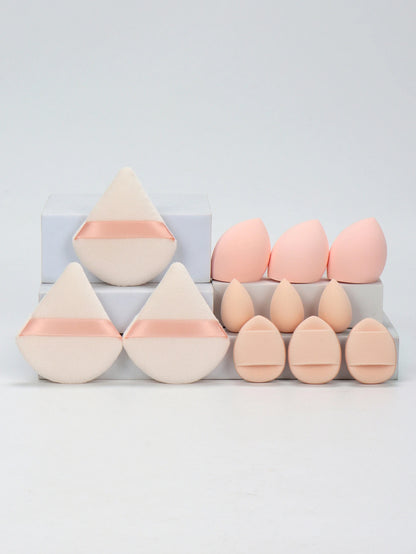12-Piece Versatile Makeup Sponge Set for Flawless Application: 3 Loose Powder Puffs, 3 Mini Air Cushion Puffs, 3 Beauty Eggs