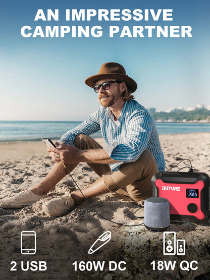 Buture 5-in-1 Car Jump Starter & Tire Inflator - 26800mAh Power Bank with 160W DC Output for Roadside Emergencies