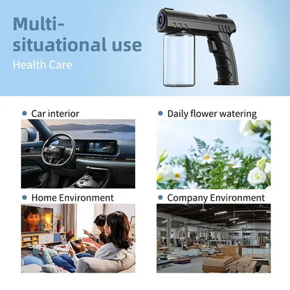 280Ml Electric Nano Spray Bottle for Barbers - USB Rechargeable Blue Light Steam Gun for Hair and Garden Use