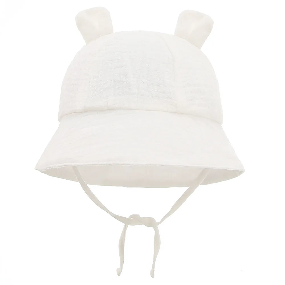 Muslin Cotton Baby Bucket Hat - Sun Protection for Kids 3-12M Boys & Girls Panama Cap
