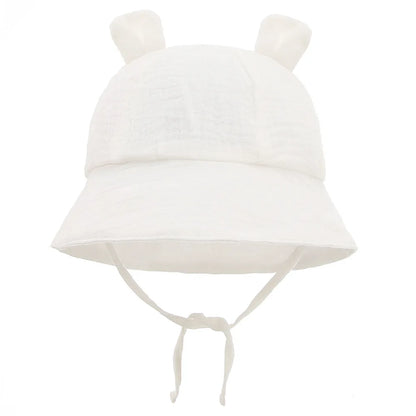 Muslin Cotton Baby Bucket Hat - Sun Protection for Kids 3-12M Boys & Girls Panama Cap