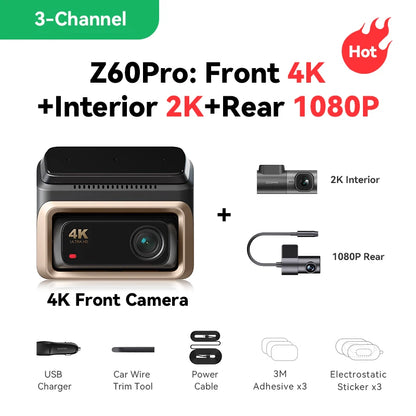 DDPAI Z60 Pro 4K Dash Cam - Front Camera for Cars with Dual SONY Sensors, GPS, WiFi, ADAS & Night Vision