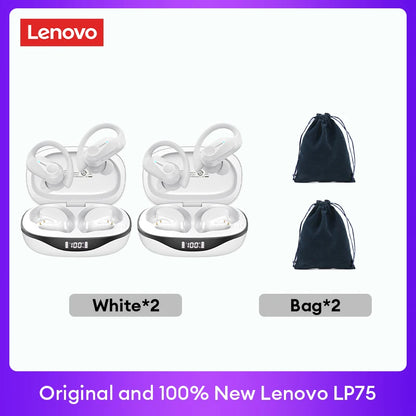 Lenovo LP75 TWS Bluetooth Headphones for Active Lifestyle - Wireless, Noise-Canceling, Waterproof with LED Display