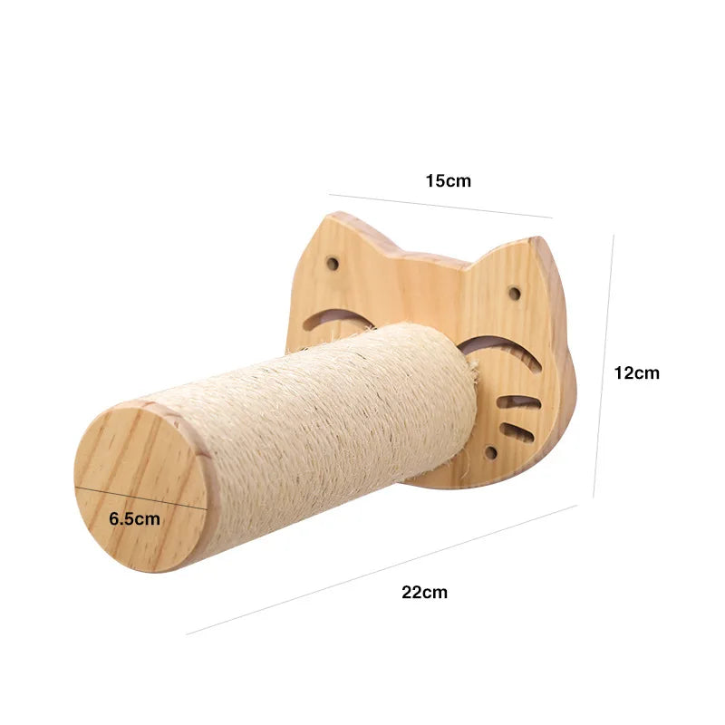 Wall-Mounted Cat Tree with Scratching Post, Jumping Platform, and Hammock for Cats