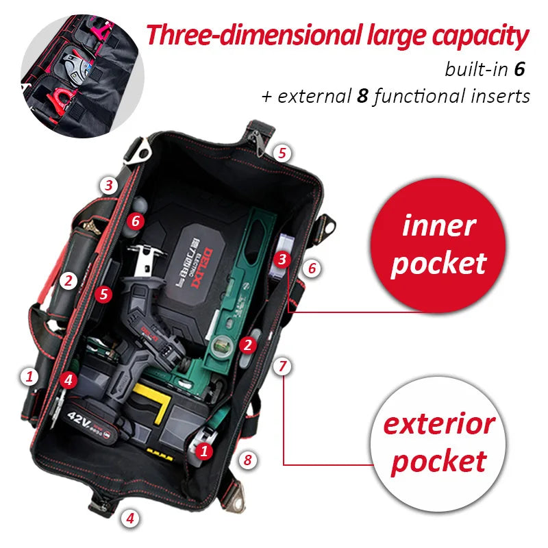 DELIXI Electric Tool Bag - Waterproof Storage for Electricians, Carpenters, Mechanics & Homeowners