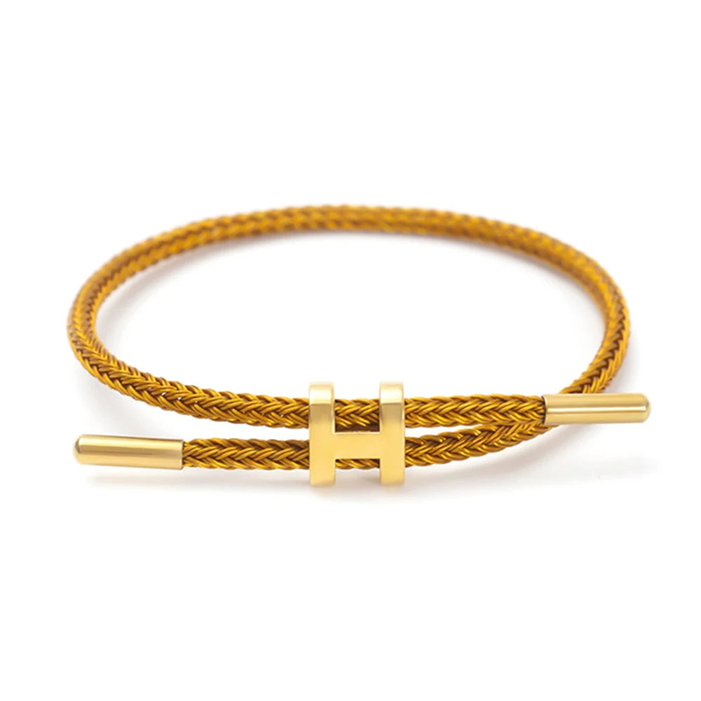 Luxury Waterproof Adjustable Wire Rope Bracelet for Couples - Stainless Steel Bangle Jewelry for Men & Women