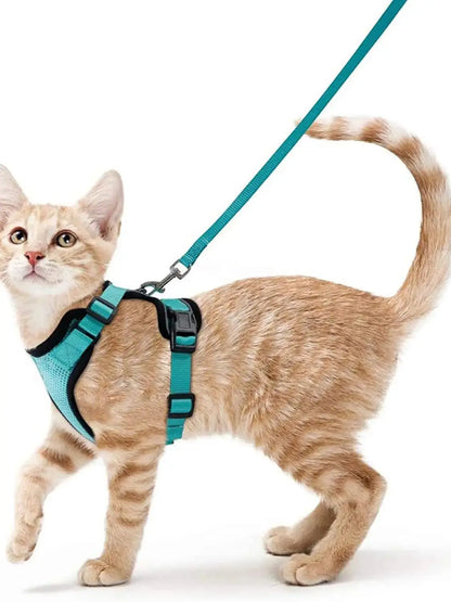 Cat Harness and Leash Set - Adjustable Escape-Proof Vest for Safe Walking with Your Cat