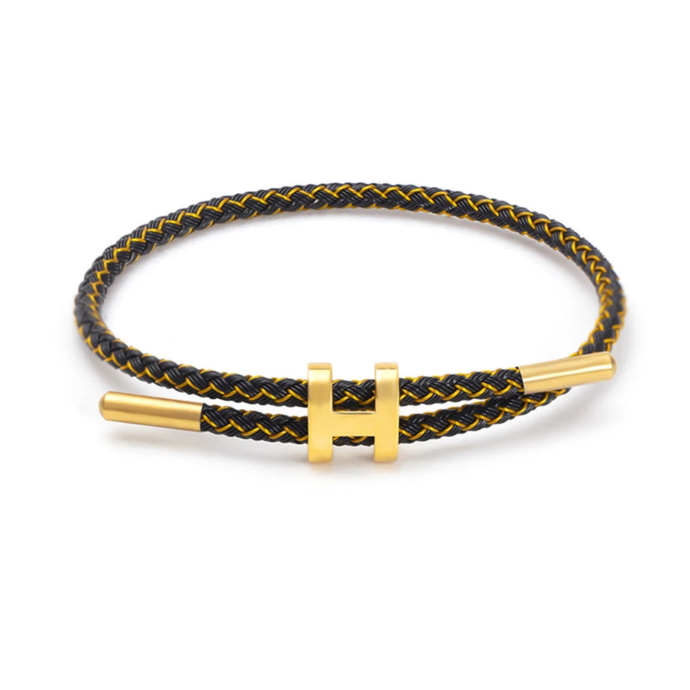 Luxury Waterproof Adjustable Wire Rope Bracelet for Couples - Stainless Steel Bangle Jewelry for Men & Women