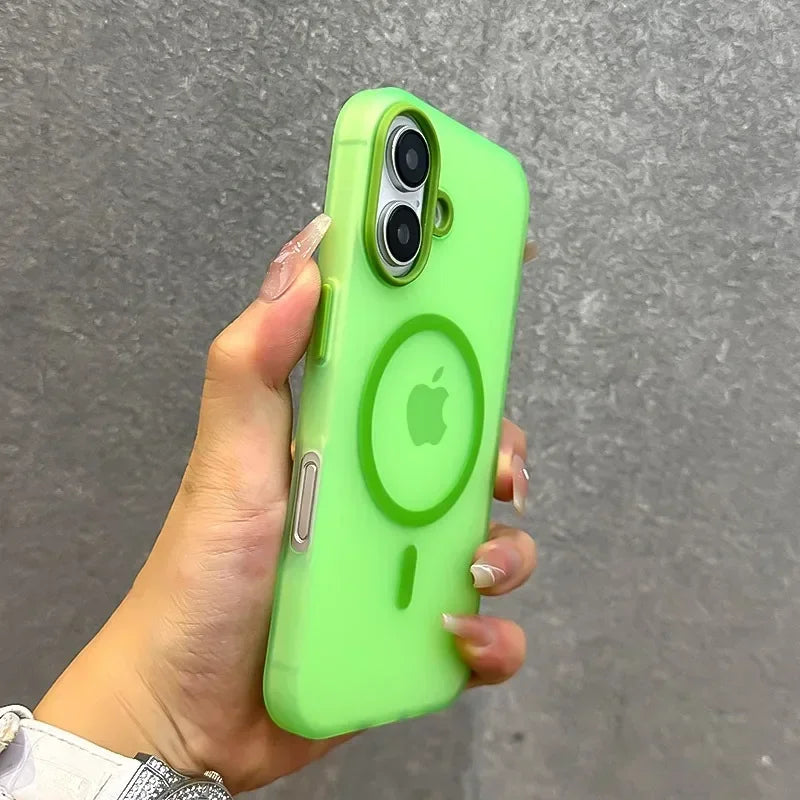MagSafe Candy Color Contrast Lanyard Case for iPhone 11, 12, 13, 14, 15, 16, 17 Pro Max - Soft Matte Hand Wrist Strap