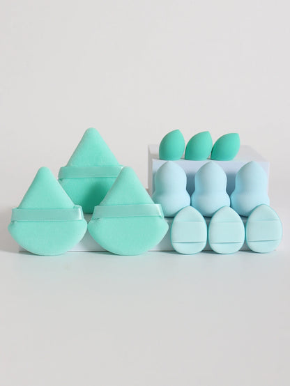 12-Piece Versatile Makeup Sponge Set for Flawless Application: 3 Loose Powder Puffs, 3 Mini Air Cushion Puffs, 3 Beauty Eggs