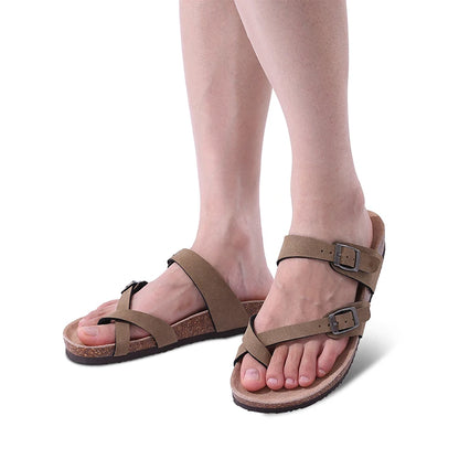 Comwarm Women's Suede Mules Slippers - Arch Support Clogs with Cork Insole for Beach, Outdoor, & Home Use