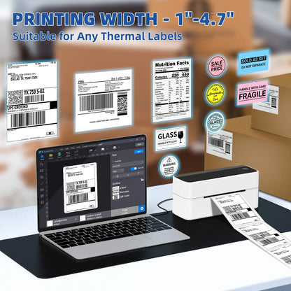 Phomemo 241 Wireless Bluetooth Label Printer for iPhone, Android, Mac & Windows - 108mm Thermal Shipping Labels