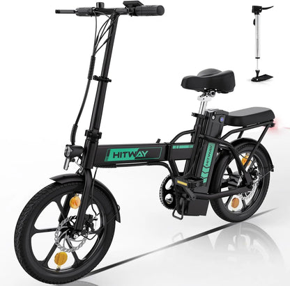 HITWAY Foldable Electric City Bike - 36V Lithium Battery, 35-70km Range, Perfect for Urban Commuters