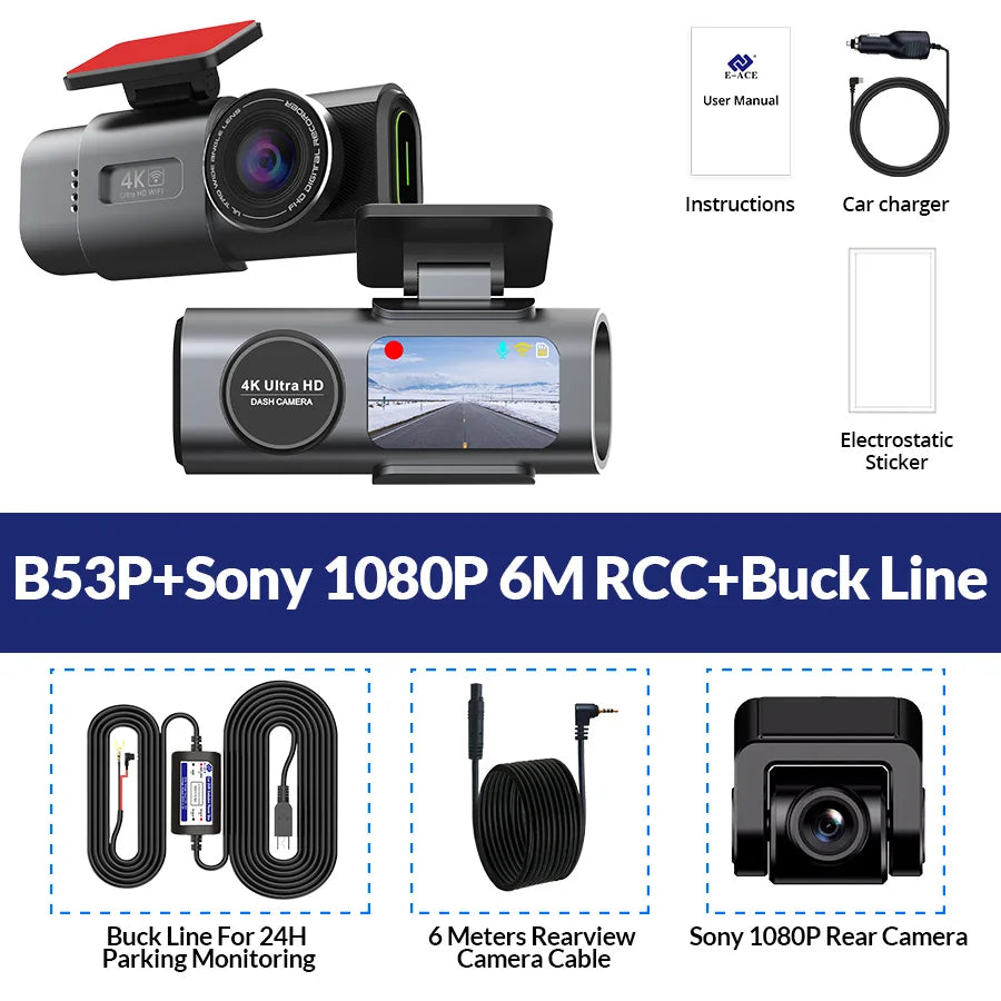 4K UHD Dash Cam with Night Vision & GPS - Car Camera for Safe Driving & 24/7 Parking Surveillance