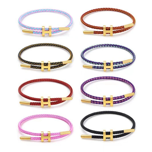 Luxury Waterproof Adjustable Wire Rope Bracelet for Couples - Stainless Steel Bangle Jewelry for Men & Women