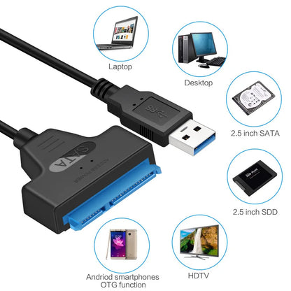 SATA to USB 3.0 Cable for 2.5" External HDD/SSD - 6 Gbps Transfer Speed, 22 Pin Adapter