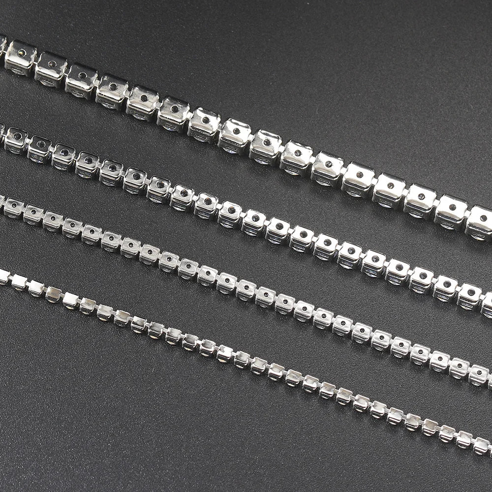 Silver Zircon Tennis Bracelet for Women & Men - Dazzling 2.5/3/4/5mm Crystal Hand Chain for Weddings & Punk Fashion Jewelry