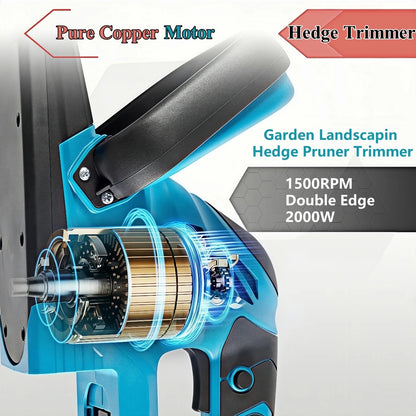 2000W Electric Hedge Trimmer for Makita 18V Battery - 15000 RPM Lawn & Garden Pruning Tool