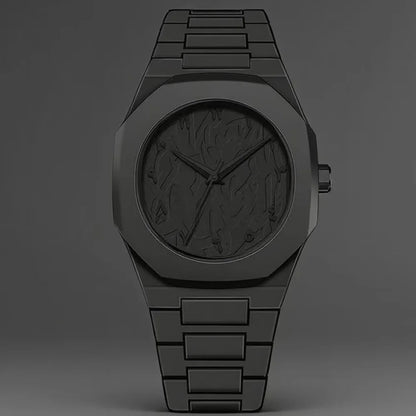 Stylish Men's Quartz Watch - Simple Black Design with Arabic Digits & Drip Oil Strap for Casual Wear