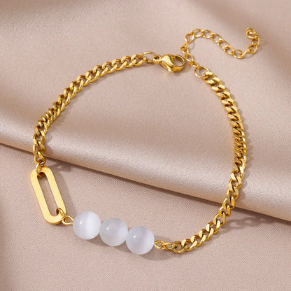 Gold Imitation Pearl Chain Anklet for Women - Summer Beach Leg Bracelet Accessory