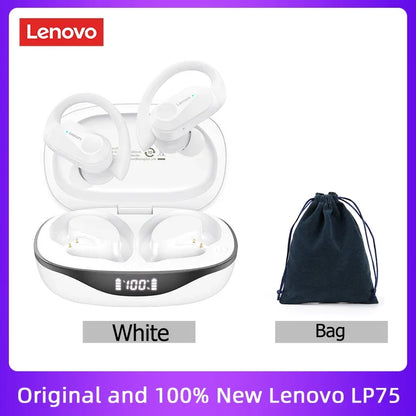Lenovo LP75 TWS Bluetooth 5.3 Headphones - Waterproof Noise-Cancelling Earbuds with LED Display for Music Lovers