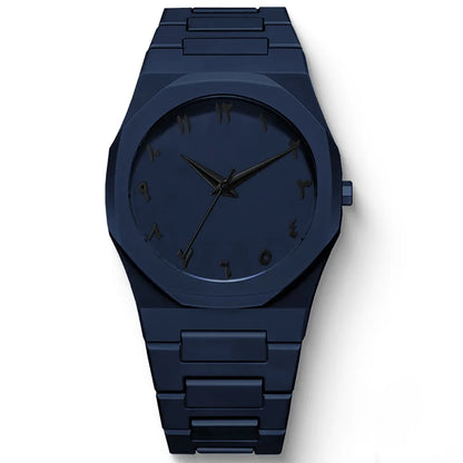 Stylish Men's Quartz Watch - Simple Black Design with Arabic Digits & Drip Oil Strap for Casual Wear