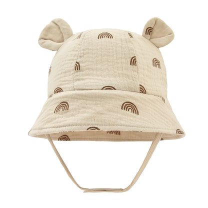 Muslin Cotton Baby Bucket Hat - Sun Protection for Kids 3-12M Boys & Girls Panama Cap