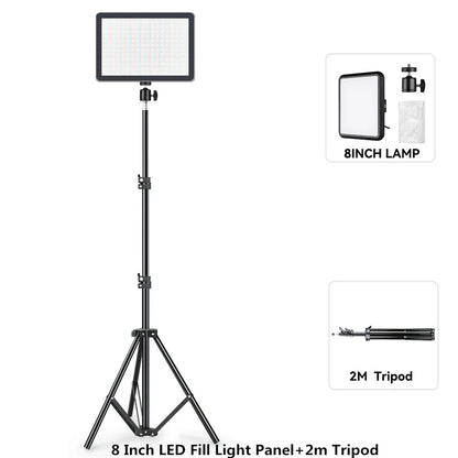 8/12 Inch LED Video Light Kit for YouTube Live Streaming and Photography with Tripod Stand