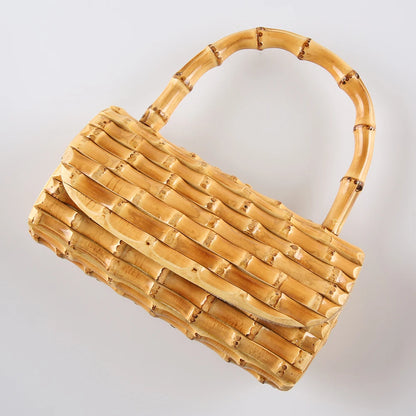 Nilerun Women's Handmade Bamboo Evening Bag - Unique Rattan Straw Purse for Chic Night Out