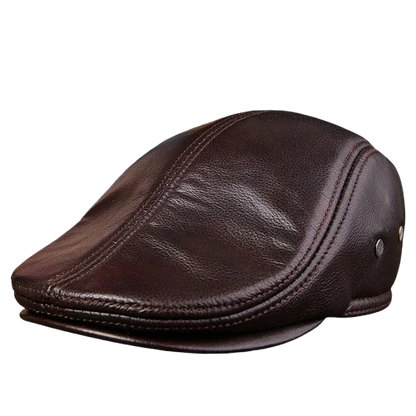 2025 Genuine Leather Beret Hat for Men - Stylish Winter Cap, Warm & Windproof, Vintage Peaked Driver Hat Gift