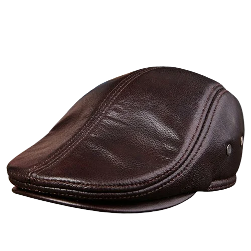 2025 Genuine Leather Beret Hat for Men - Stylish Winter Cap, Warm & Windproof, Vintage Peaked Driver Hat Gift