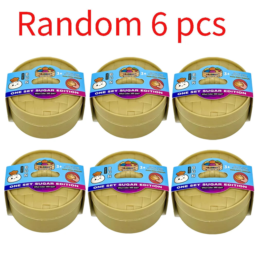 Colorful Simulated Steamed Bun Squeeze Toy - 1-6pcs Blind Box for Stress Relief & Sensory Play
