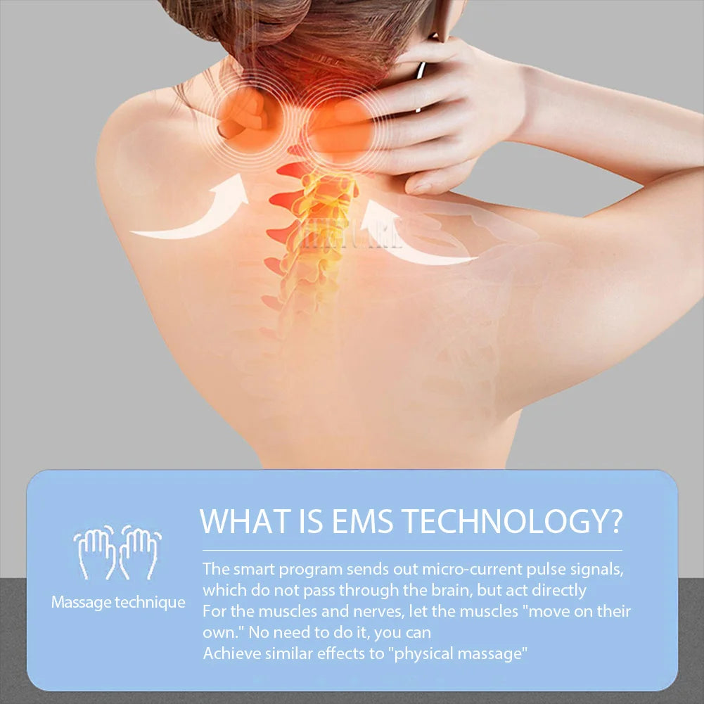 Pulse Neck Massager for Cervical Pain Relief – Smart Electric EMS TENS Therapy for Muscle Relaxation and Kneading