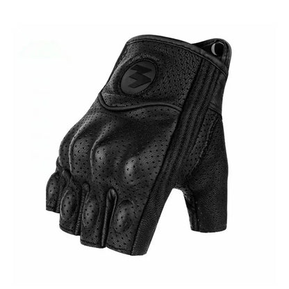 Summer Goatskin Leather Fingerless Motorcycle Gloves for Riders | Lightweight Motocross Half-Finger Gant