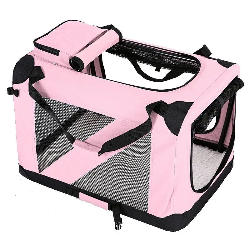 Dog Travel Carrier for Large & Medium Pets - Secure, Portable Folding Pet Cage for Cars - Ideal Dog & Cat Outings