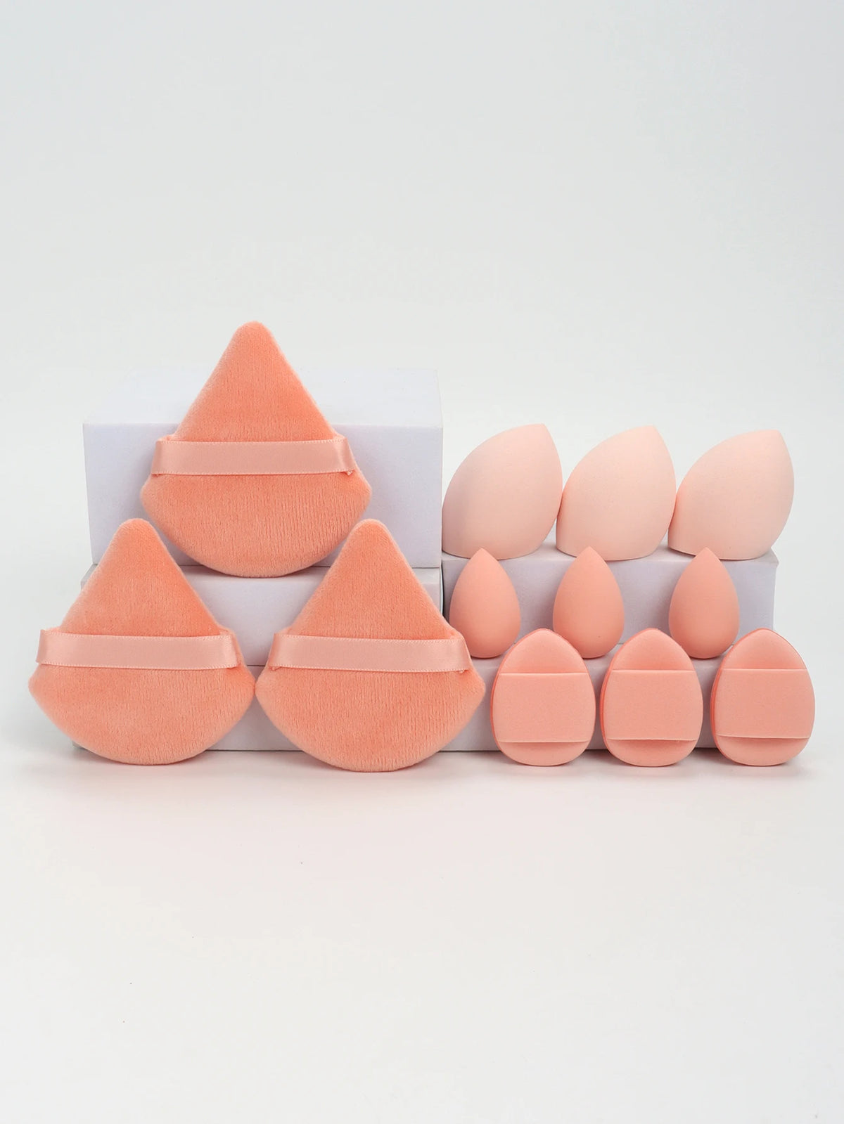 12-Piece Versatile Makeup Sponge Set for Flawless Application: 3 Loose Powder Puffs, 3 Mini Air Cushion Puffs, 3 Beauty Eggs