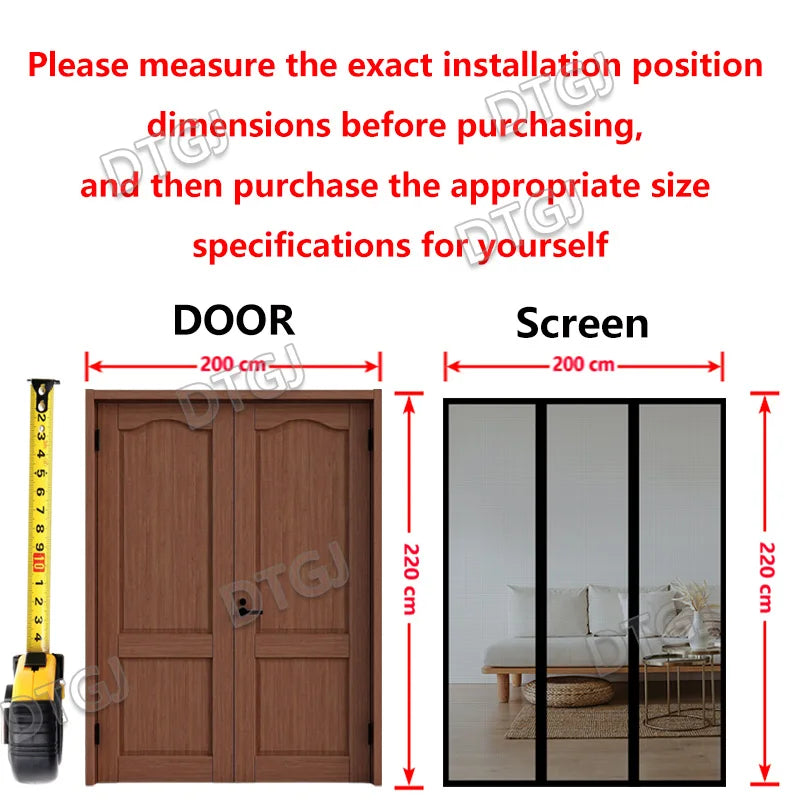 DTGJ Magnetic Door Screen for Large Sliding Glass Doors - Custom Size White Mosquito Net with Automatic Closing for Summer Insect Protection