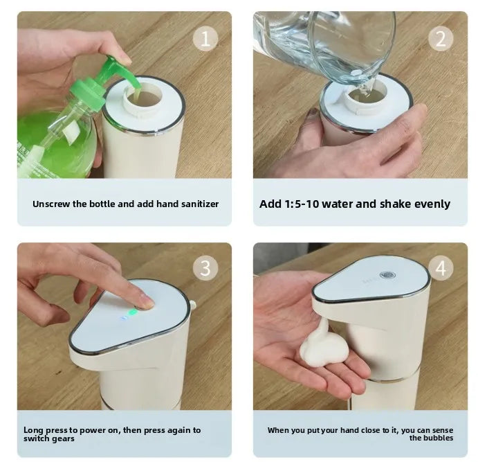 Automatic Waterproof Foam Soap Dispenser for Home & Kitchen - 350ml Rechargeable, Adjustable Foam, Type C