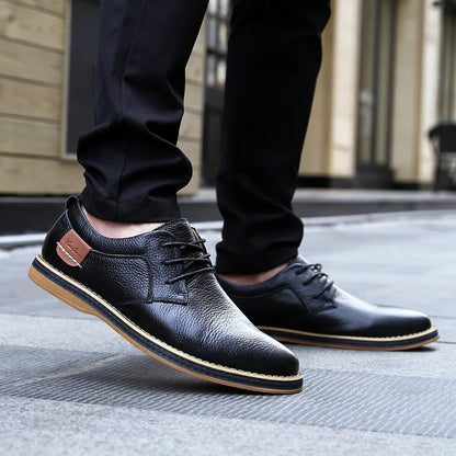 Men's Genuine Leather Brogue Oxfords - Italian Luxury Dress Shoes, Lace-Up Moccasins, Casual Plus Size 38-48