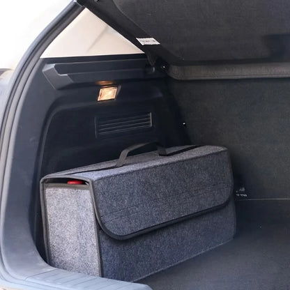 Gray Anti-Slip Car Trunk Organizer | Soft Felt Compartment Storage Bag for Vehicle Accessories