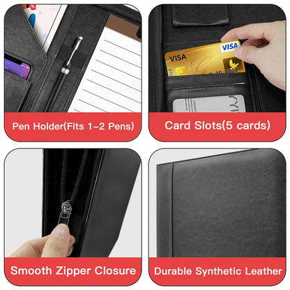 Multifunctional A4 Leather Conference Folder for Professionals - Travel Document & Contract Organizer