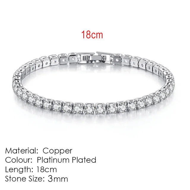 Silver Zircon Tennis Bracelet for Women & Men - Dazzling 2.5/3/4/5mm Crystal Hand Chain for Weddings & Punk Fashion Jewelry