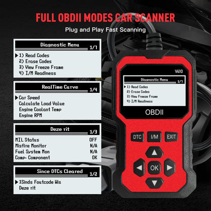 OBD2 Scanner for DIY Mechanics | Fast Fault Code Reader & Voltage Check | Full System Diagnosis in 10 Seconds