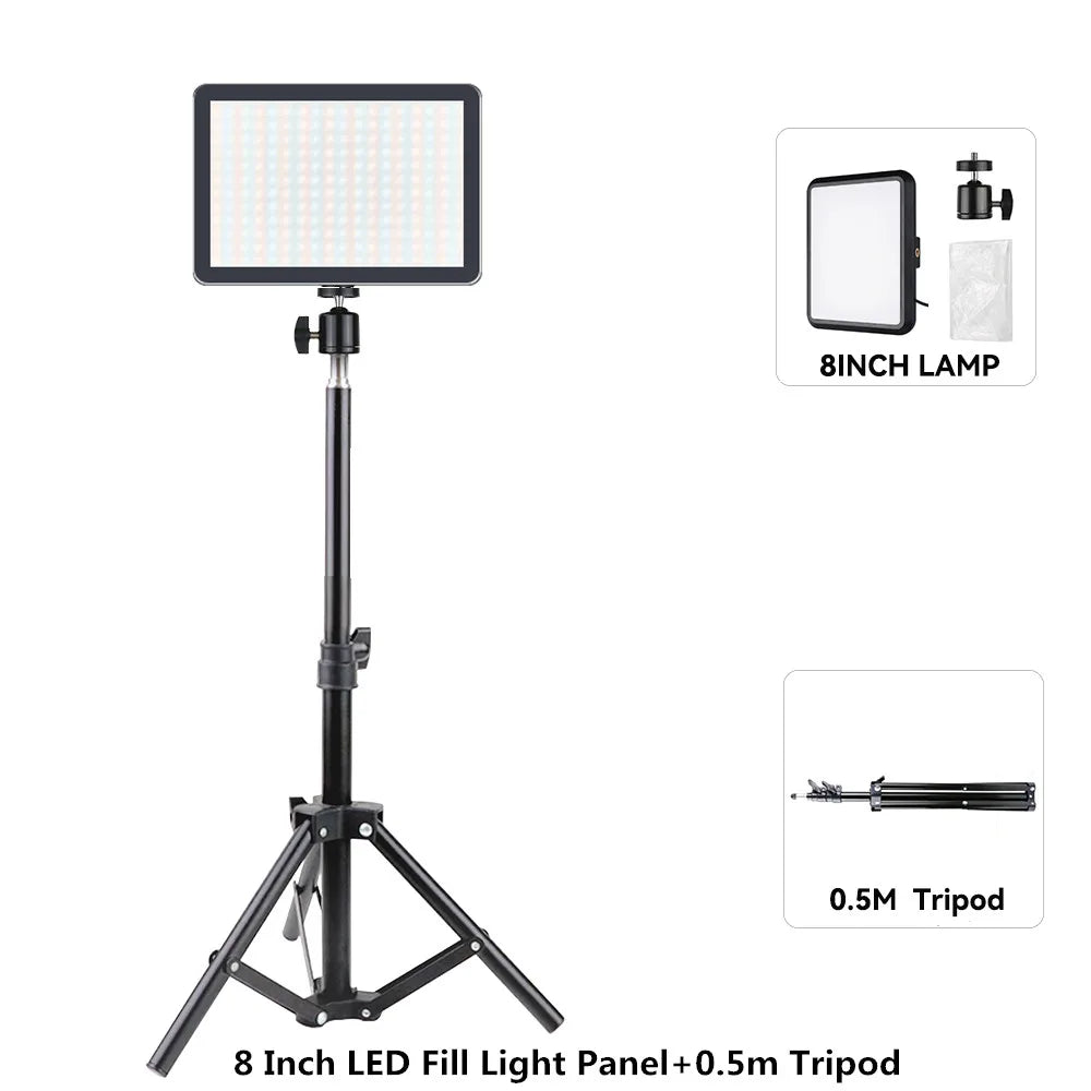 8/12 Inch LED Video Light Kit for YouTube Live Streaming and Photography with Tripod Stand
