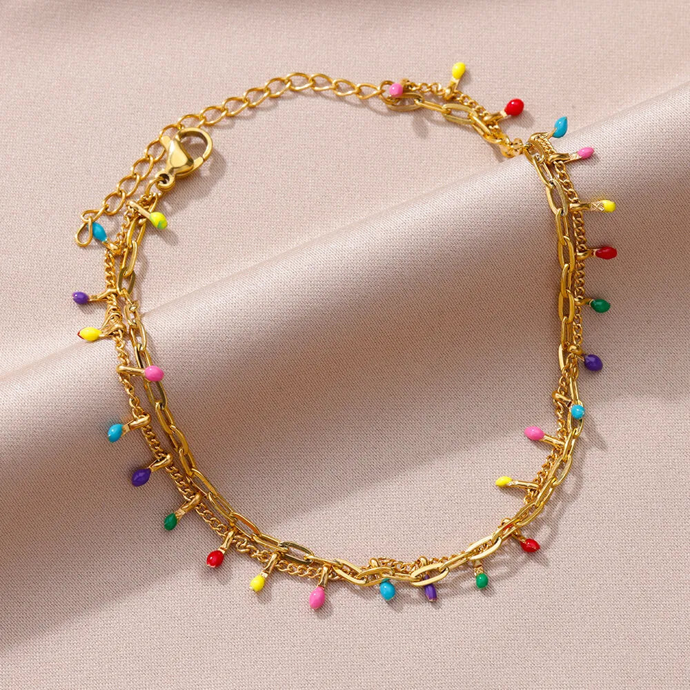Gold Imitation Pearl Chain Anklet for Women - Summer Beach Leg Bracelet Accessory