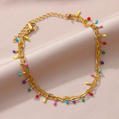 Gold Imitation Pearl Chain Anklet for Women - Summer Beach Leg Bracelet Accessory