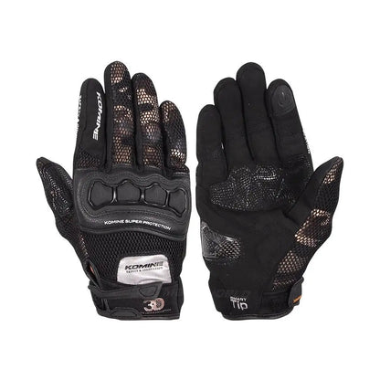 Brown Camo Komine GK 215 3D Mesh Motorcycle Gloves for Summer Riding and Motocross